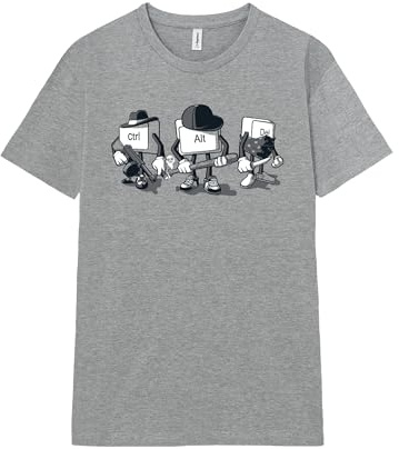 Pampling Camiseta de Manga Corta, 85% Algodón, Ropa Unisex para Hombre y Mujer, Serigrafiada con Cuello Redondo y Corte Recto, Color Gris (Computer Mafia)