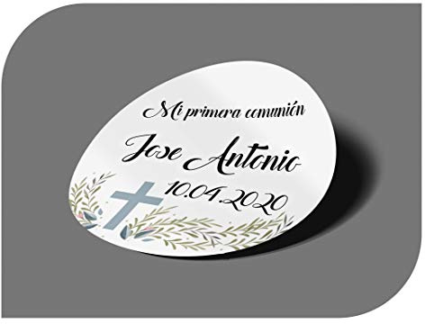 CrisPhy personalisierbare Aufkleber zur Kommunion oder Taufe mit Namen und Datum, Aufkleber für Einladungen zur Hochzeit, Verlobung, Geburtstag, Party, Vintage, Stempel