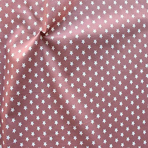 STOFFKONTOR 100% Baumwollstoff Sterne Mittel - Meterware, Alt-Rosa - zum Nähen von Blusen, Kinderkleidern, Homeaccessoires, UVM.
