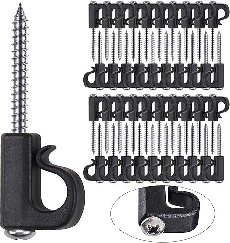BeneLabel Christmas Light Hook 4.8cm 40 Screw-in Hanger/Black | Stainless Steel,Wall Ceiling Beam,Multifunctional,Lights Wire Cup Kitchen Utensil Plants,26lbs
