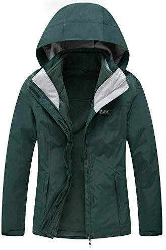 Diamond Candy Womens Winter Coat Waterproof Rain Jacket for Ski, 3 in 1 Fleece Jacket with Hood