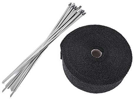 Asudaro Ruban thermique de collecteur d'échappement, ruban isolant thermique en fibre de verre Bandages thermiques de moto noirs Protection thermique Ruban isolant pour enroulement 5 cm * 5/10 / 15 M