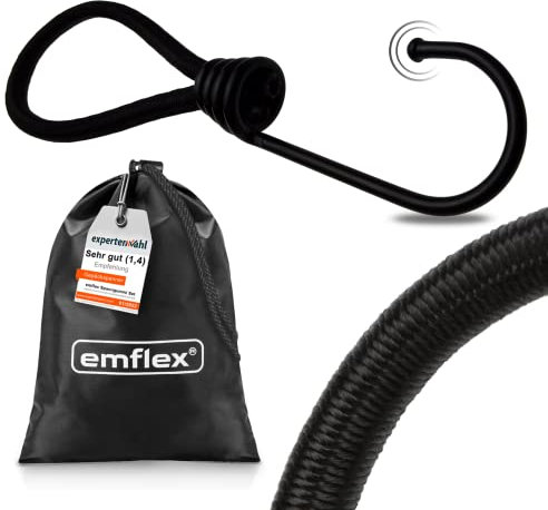 emflex® ES-MAX Profi Expanderschlingen mit Haken [24 Stück] - Extra Starke Planenspanner mit Haken & Tasche - 160mm Spanngummi mit Haken