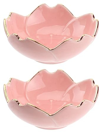 Lurrose Porcelain Dipping Bowls Set of 2 2.76 Inch Ceramic Sauce Dishes for Condiments BBQ Kitchen Party Japanese Style Flower Seasoning Plates