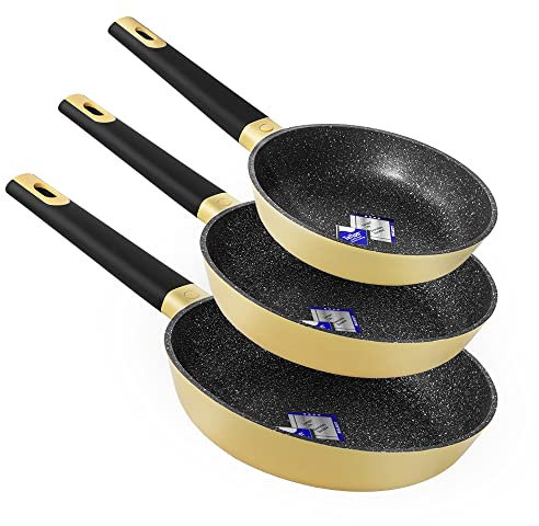 Cecotec Set Padella Polka Platino 20-24-28 Set Secchi Thunder (Collezione Experience | Giallo, 18-22 - 26 cm)