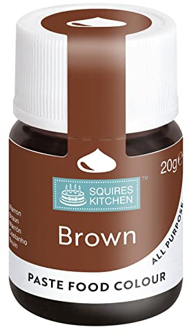 Squires Kitchen Brown Food Colouring Paste, Concentrated Food Colour for Use with Sugarpaste, Icing, Fondant, Modelling Pastes, Buttercream, Royal Icing, Cake Mixes and More - 20g