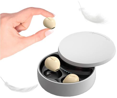 Xmenha Auricolari invisibili, auricolari per dormire, veri auricolari wireless per orecchie piccole, Bluetooth 5.1, auricolari in-ear 37 tempo di riproduzione, microfono integrato con custodia di