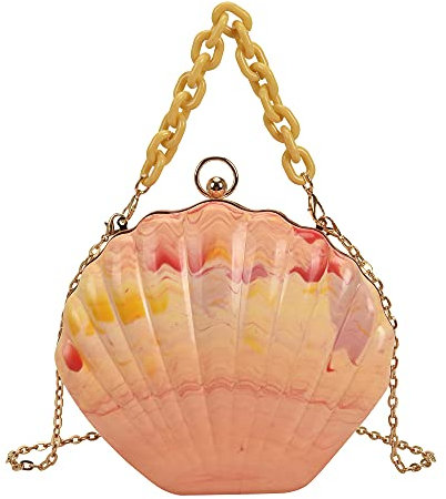 MEGAUK Damen Clutch Muschel Abendtasche Handtasche Mode Tasche mit Kette für Hochzeit Wedding Party