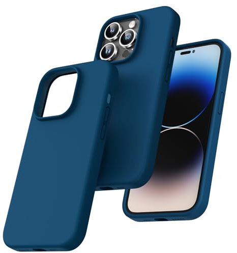 TOCOL Silicone for iPhone 14 Pro Max Case 6.7-Inch, Liquid Silicone Multi-Color Slim Silky-Soft Touch Anti-Scratch Shockproof Protective Phone Cover, Midnight Blue