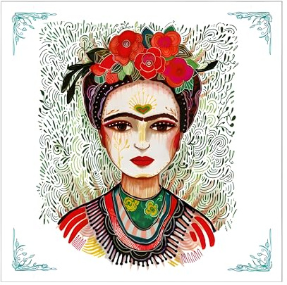 20 Servietten Kunst Frida im Herzen als Tischdeko. Papierservietten mit Motiv. Auch für Decoupage und Serviettentechnik 33x33cm