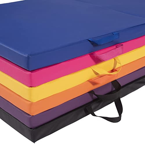 Turnmatte Weichbodenmatte Faltbare Gymnastikmatte Aus Lila PU, 5 cm Dicke Fitness-Übungsmatte Mit Griffen, Taumelnde Übungskampfsportmatte (Color : Orange, Size : 180x60x5cm)