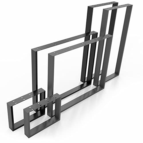 NOGGI : 2 pieds de table en métal (50 x 100 cm – Noir – Table haute) | Pieds de table carrés | Pieds de meuble pour votre projet de table DIY | Pieds de table modernes en acier avec profil carré