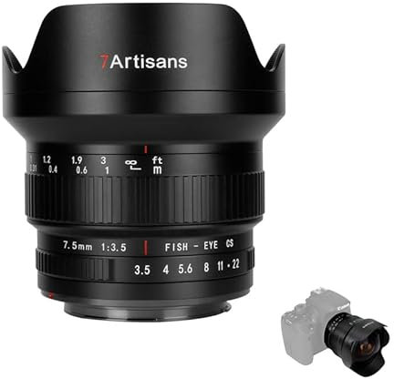 7artisans 7.5mm F3.5 Lens MF Ultra Wide-Angle APS-C DSLR Fisheye Lens Mount Available EF.