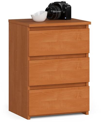 AKORD | Mesita de Noche CL3 con 3 cajones | Sala de Estar, Dormitorio, Armario, Oficina y Estudio | Diseño Moderno y Funcional | 35 x 40 x 57 cm, 26 kg | Color Aliso | Aliso