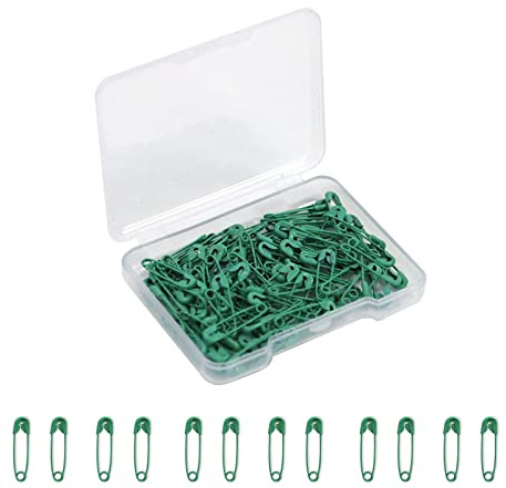 Small Safety Pins,19mm Mini Safety Pins for Clothes,Dark Green Safety Pin Rust Resistant Nickel Plated Steel Set for Crafting,Sewing,Rimming Fastening Clip Button for Garment Hang Tag 120pcs/box