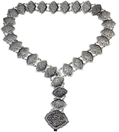 Taillenkette Damen Silber, Körperkette Taille Modeschnitzerei Bauchkette Sommer Strand für Frauen 108cm