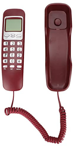 KXT333CID Schnurgebundenes Wandtelefon, Multifunktions-Retro-Wandtelefon mit LCD-Display für das Home Office Im Hotel (Rot)