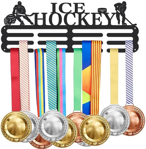 SUPERDANT Espositore per Medaglie di Hockey su Ghiaccio Concorsi Porta Medaglie da Parete Robusto Espositore Porta Medaglie Premi in Acciaio Cordino A Nastro Medaglie Regalo per Atleta