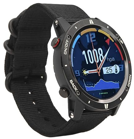 Luqeeg Reloj Inteligente Impermeable para Hombre con Altímetro, Barómetro, Brújula y Pronóstico del Tiempo para Senderismo, Pantalla IPS TFT de 1,28 Pulgadas (Black)