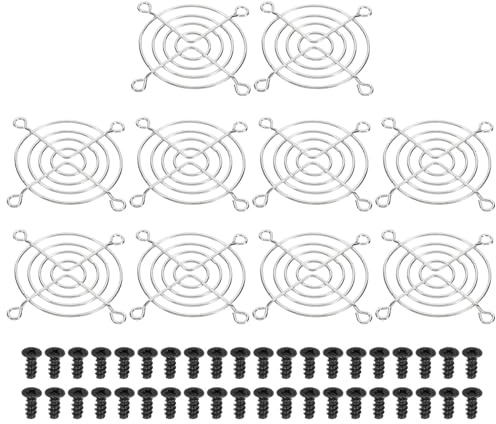 PATIKIL 60mm Fan Grill with Screws, 10 Pack Chrome Plated Iron Frame Ventilator Grill Protector Mesh Dustproof Case Cover for Computer PC, Silver Tone