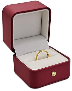 WisePoint Ringschachtel Hochzeit, PU Leder Ringschatulle Ringkästchen, Elegante Präsentationsbox für Heiratsantrag, Verlobung, Hochzeit (Rot)