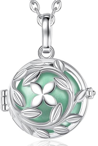 EUDORA Harmony Ball Graviditet Bola-halsband för kvinnor, änglasamtalshänge, musikalisk klocka, hälsningsklocka, smycken present till mamma dam, 114,3 cm + 76,2 cm (grön), Koppar