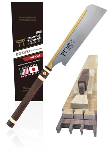 Temple Tool Co. - Sega a trazione giapponese, 240 mm, sega a mano per coda di rondine, tenoni, falegnameria fine - sega a coda di rondine per legno Dozuki