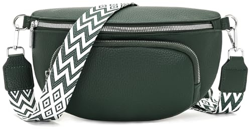 Rorimyth Bauchtasche Damen Schwarz Umhängetasche Damen Klein Veganes Leder Handtasche Crossbody Bag