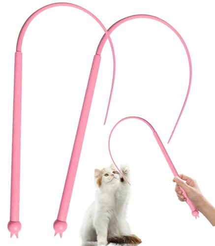 2 Stück Katzenangel Silikon Katzenspielzeug Katzen Spielzeug Kitten Katzen Geburtstag Mausschwanzförmiges für Indoor Katzenspielübungen Tragbares