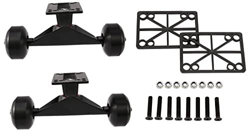 Lmzzdld 2 SäTze Skateboard Aluminium Legierung Skateboard Trucks Gummi Allrad Longboard Teile Mini Cruiser, Schwarz