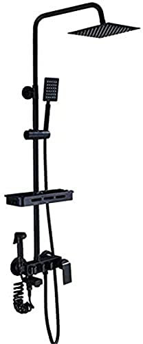 JDSHFEN Colonna Doccia idromassaggio con Box Doccia Ibrido Kit Bagno Sistema Doccia Ottone-Metallo Inox Miscelatore e doccetta Doccia Regolabile in Altezza,