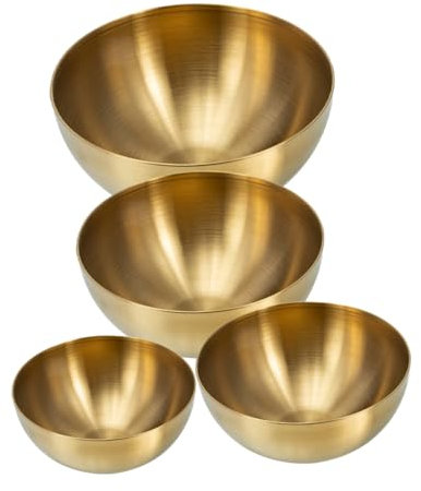 Ciieeo Ensaladera De Acero Inoxidable De 4 Piezas Tazón De Comida Tazón De Acero Inoxidable Reutilizable Para Servir Multifunción Para Mezclar Fideos Accesorio Para