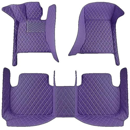 EYHQKRTR Auto Fußmatten Leder Für KIA Sorento(7seats) 2009-2013, Wasserdicht Anti Rutsch Vorne Hinten Automatten Teppiche Bodenmatte Schützen Autozubehör,J/Purple