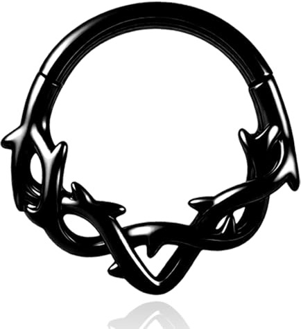Vankula Septum Clicker Hinged Segmentring 316L Edelstahl 8mm 10mm 16g Nasenpiercing Ring Dornen Cartilage Rook Daith Tragu Piercing Schmuck für Frauen und Männer Schwarz Gold Silber