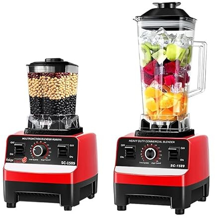 Batidora de vaso de 400 W, Licuadora de 2L, 15 Ajustes de Velocidad, Licuadoras para zumos y batidos, 6 cuchillas de acero inoxidable, 2 en 1 Batidora de vaso para verduras y frutas (red)