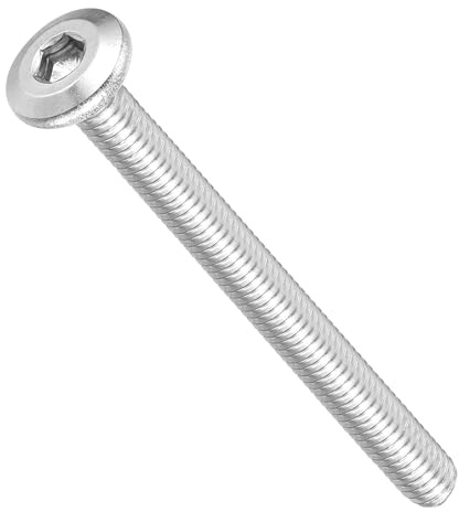 METALLIXITY Flat Head Hex Socket Cap Screws M4-0.7x45 50Pcs | 304 SS Hex Socket Furniture Bolts Screws - for Furniture Woodworking Project Silver Tone