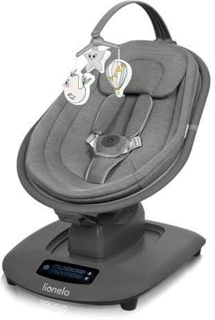 LIONELO BLOSSOM Elektrische Babywippe bis zu 9 kg Babyliege Verstellbare Rückenlehne Natürliches Schaukeln 5 Geschwindigkeiten Ergonomischer Sitz Bluetooth-Fernbedienung, 5 Melodien
