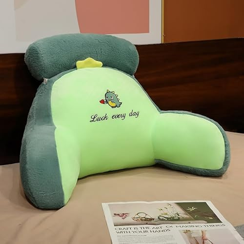 GYCS Lesekissen Für Bett Und Sofa, Kopfstütze Sofa Couch, Bettkissen Rückenlehne, Ergonomisches Bett Kissen Rückenkissen,Extragroßes Mit Armlehnen Und Abnehmbarem Nacken,Dinosaur,70x50cm