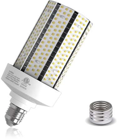 lulijay 40W LED Corn Light Bulb 1-Pack 5000LM 4000K Cob Light Equivalent 400W E26 Base with E39 Adapter for Garage Warehouse Barn Workshop Outdoor Porch