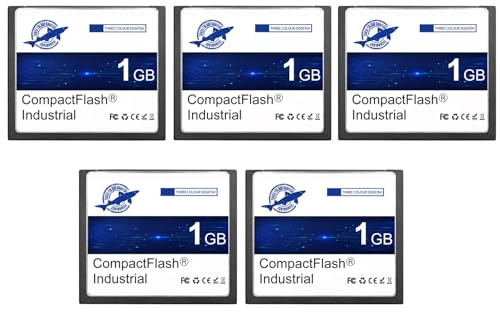 Dogfish Compact Flash Memory Card 1GB 5 Pack High-Performance Industrial CF Type I Card FAT16 for Industrial Equipment and Vintage Digital Cameras | FAT16 CF Cards for Industrial Equipment and Vintage Digital Cameras