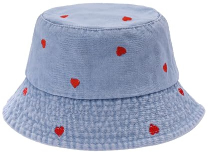 MILAKOO Fischerhut Damen Sommer Faltbar Unisex Sonnenhut Baumwolle Denim Strand Anglerhut Embroidered Bucket Hut für Outdoor