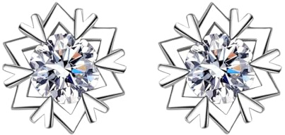 Tolldek Pendientes para mujer de oro blanco de 18 quilates, pendientes de copo de nieve de moissanita, pendientes de estilo Art Nouveau de oro de 18 quilates