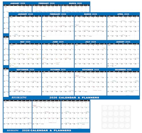 24 x 36 2026 Wall Calendar Folded Wet & Dry Erase 12 Month Annual Yearly Wall Planner Vertical-Horizontal,Reversible, with Julian (24 x 36 2026 Wall Calendar)