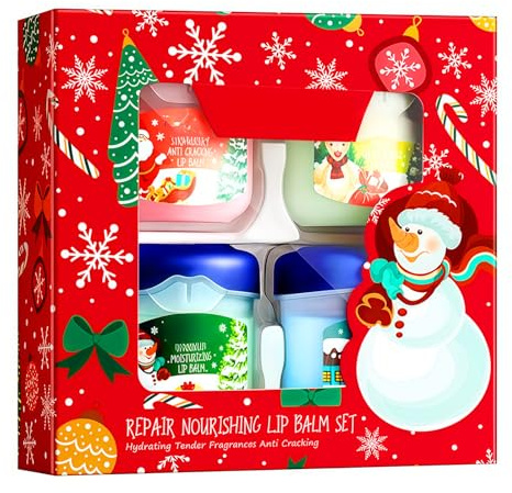 Lippenpflege,Lip Balm,Weihnachts Lippenbalsam Set,4pcs/Set,Avocado,Kiwi,Milch,Erdbeere,Pflegender,Feuchtigkeitsspendender Lippenbalsam Mit Mehrfachwirkung Gegen Austrocknen,FüR Winter & Feiertage