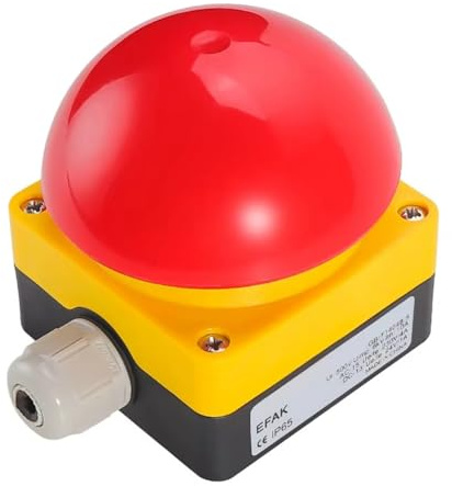Uxsjakjsd Interruptor de Pie/Mano IP65 EFAK, Pulsador de Parada de Emergencia con Cabezal Tipo, Autoblocante, Autorreinicio y Antichoque A.
