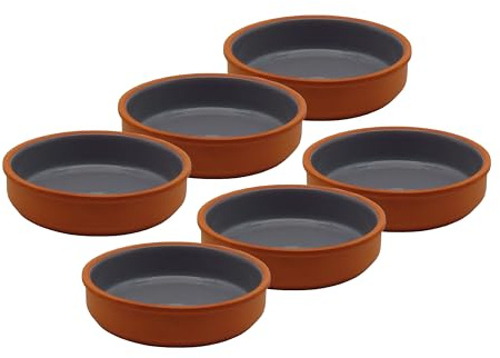 STEINWOHN Tapasschalen Grau, 6x Ø16cm | Keramik Schalen innen lackiert, außen naturbelassen | Spülmaschinengeeignet, Ofenfest, Mikrowellengeeignet | Tapas & Snackschalen im Set