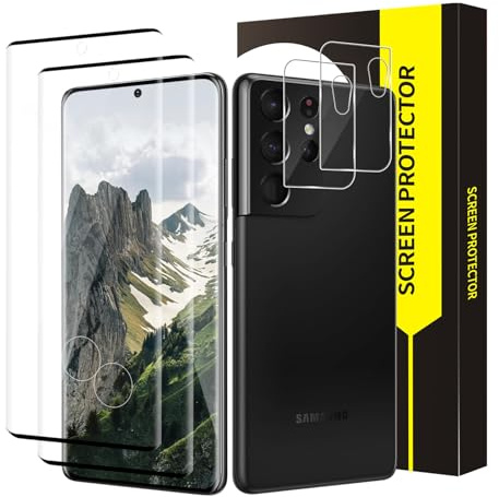 Carantee 2+2 Stück Schutzfolie für Panzerglas für Samsung Galaxy S21 Ultra 5G, 9H Härte Bruchsicher Ultra Transparent Samsung S21 Ultra Displayschutzfolie, 3D Volle Abdeckung Anti-Staub Schutzglas