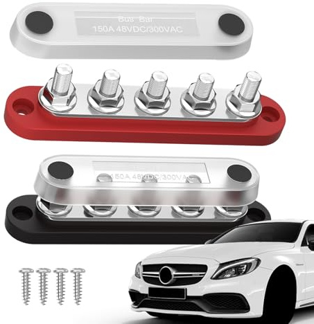 Bulloni terminali per sbarre collettrici automobilistiche - Morsettiere di alimentazione professionale Barra di distribuzione bipolare Base resistente alla corrosione | Barra collettrice -nera per