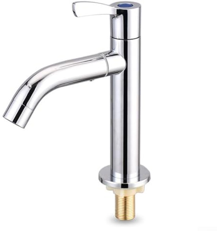 Kaltwasserarmatur aus Edelstahl, mit drehbarer Düse, kompakter Waschtischarmatur für Küchenspüle, anfälliger Einbauhahn, langlebiges Chrom/graues Design (A)