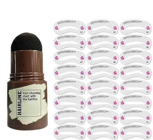 QUXVUIS Kit de plantillas para sellos de cejas, definidor a prueba agua, estampado contorno Natural, plantillas para ocultar sombras cabello para mujeres, Marrón oscuro